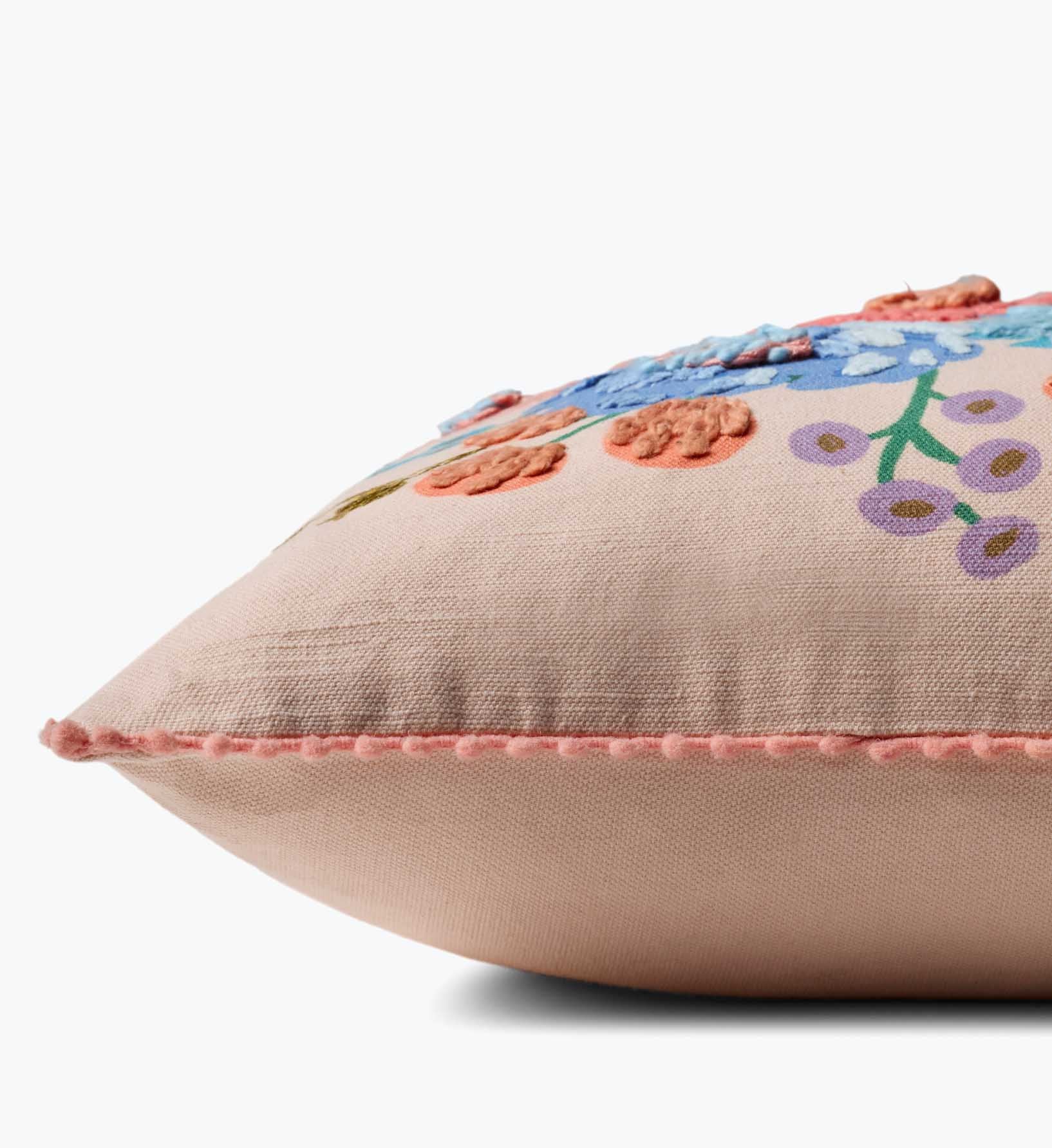 Vintage Garden Embroidered Lumbar Pillow - Pink - Image 4