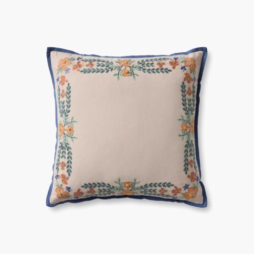 Willow Border Embroidered Pillow - Ivory