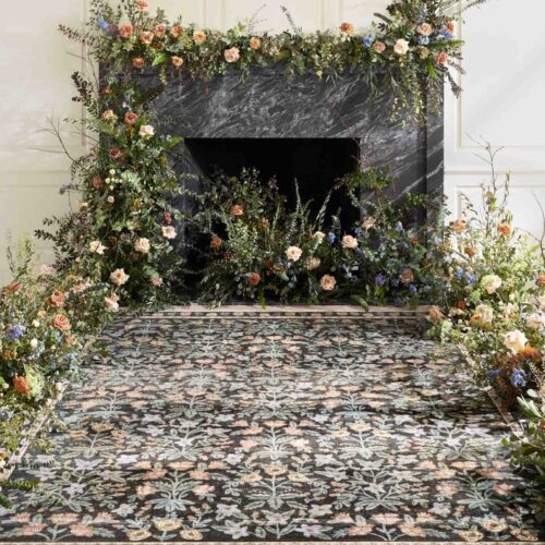 Alternative view of Eden Mughal Garden Power Loomed Rug - Black