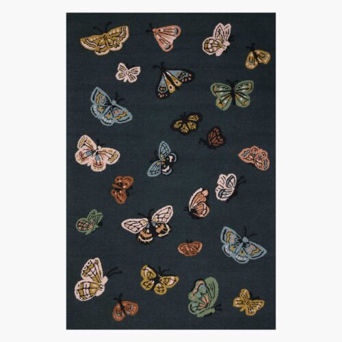 Highgrove Butterfly House Wool Hooked Rug - Charcoal