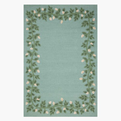 Highgrove Climbing Vines Wool Hooked Rug - Blue