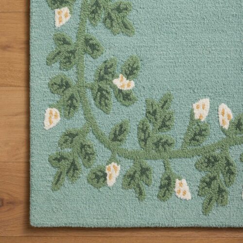 Alternative view of Highgrove Climbing Vines Wool Hooked Rug - Blue