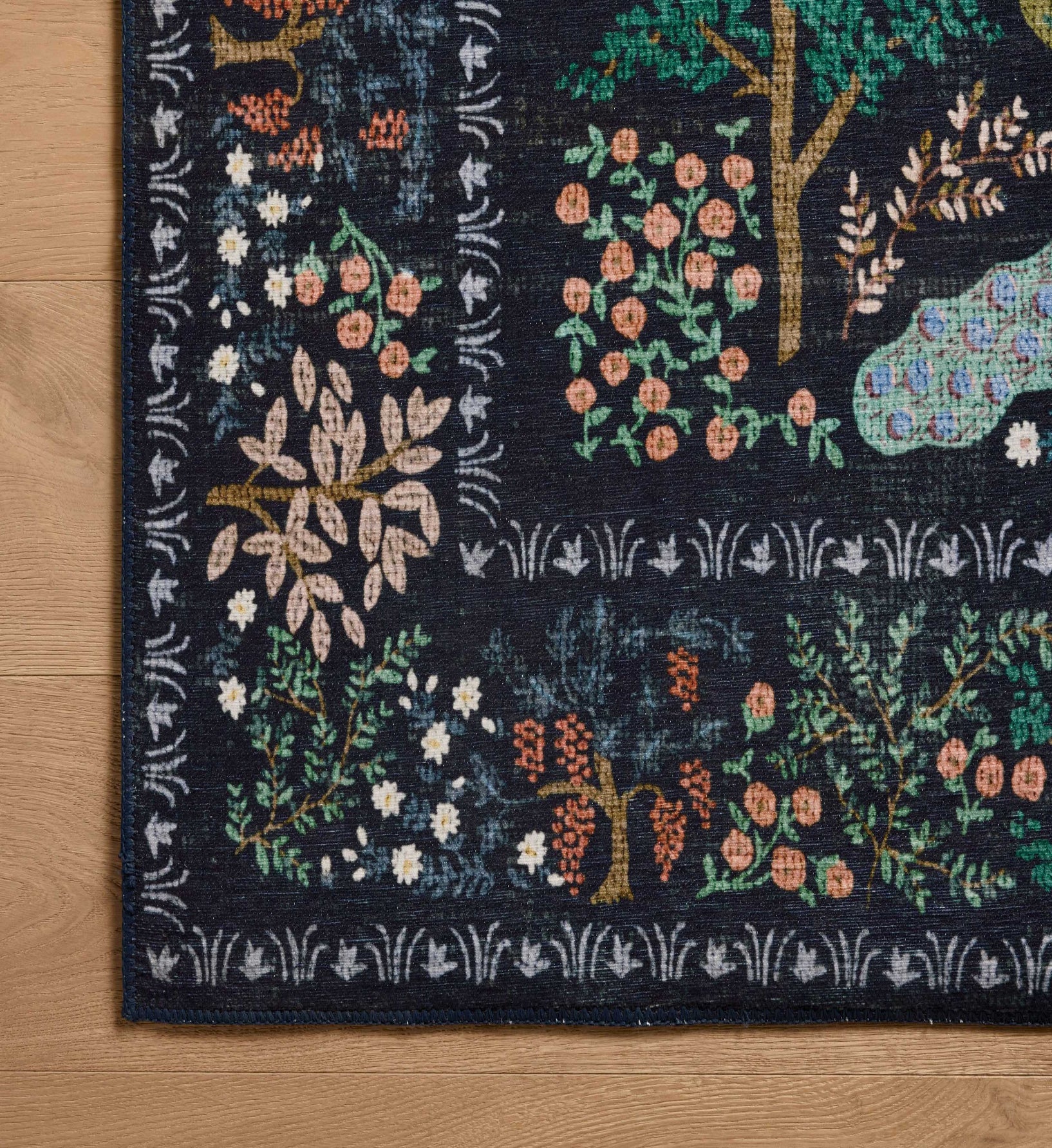 Canopy Peacock Forest Printed Rug - Charcoal - Image 2