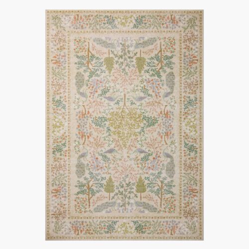 Canopy Peacock Forest Printed Rug - Cream