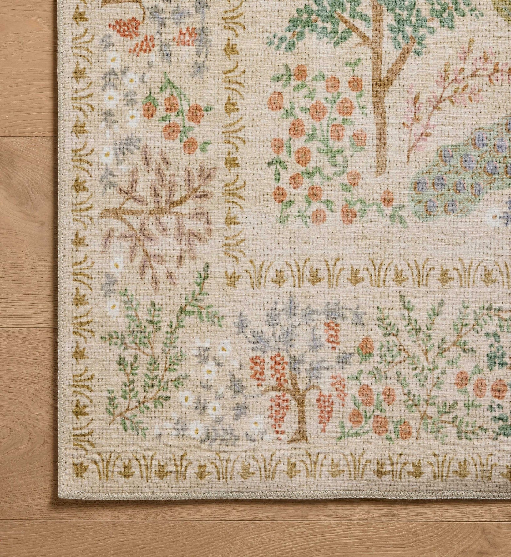 Canopy Peacock Forest Printed Rug - Cream - Image 2