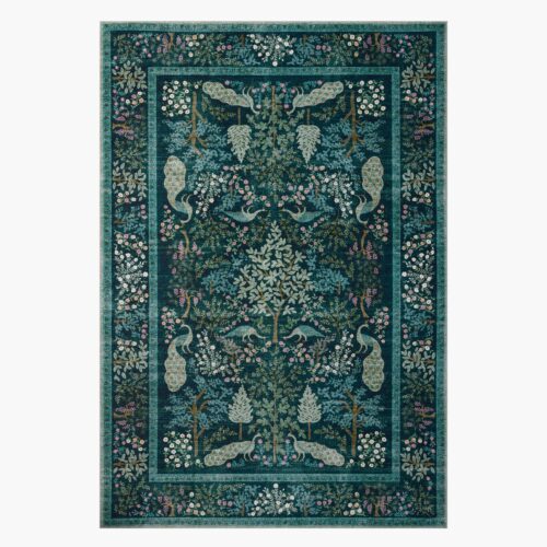 Canopy Peacock Forest Printed Rug - Teal