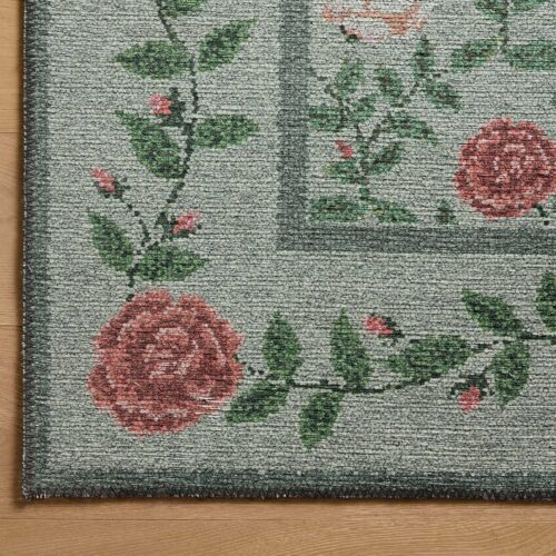 Alternative view of Wildwood Rose Trellis Printed Rug - Mint