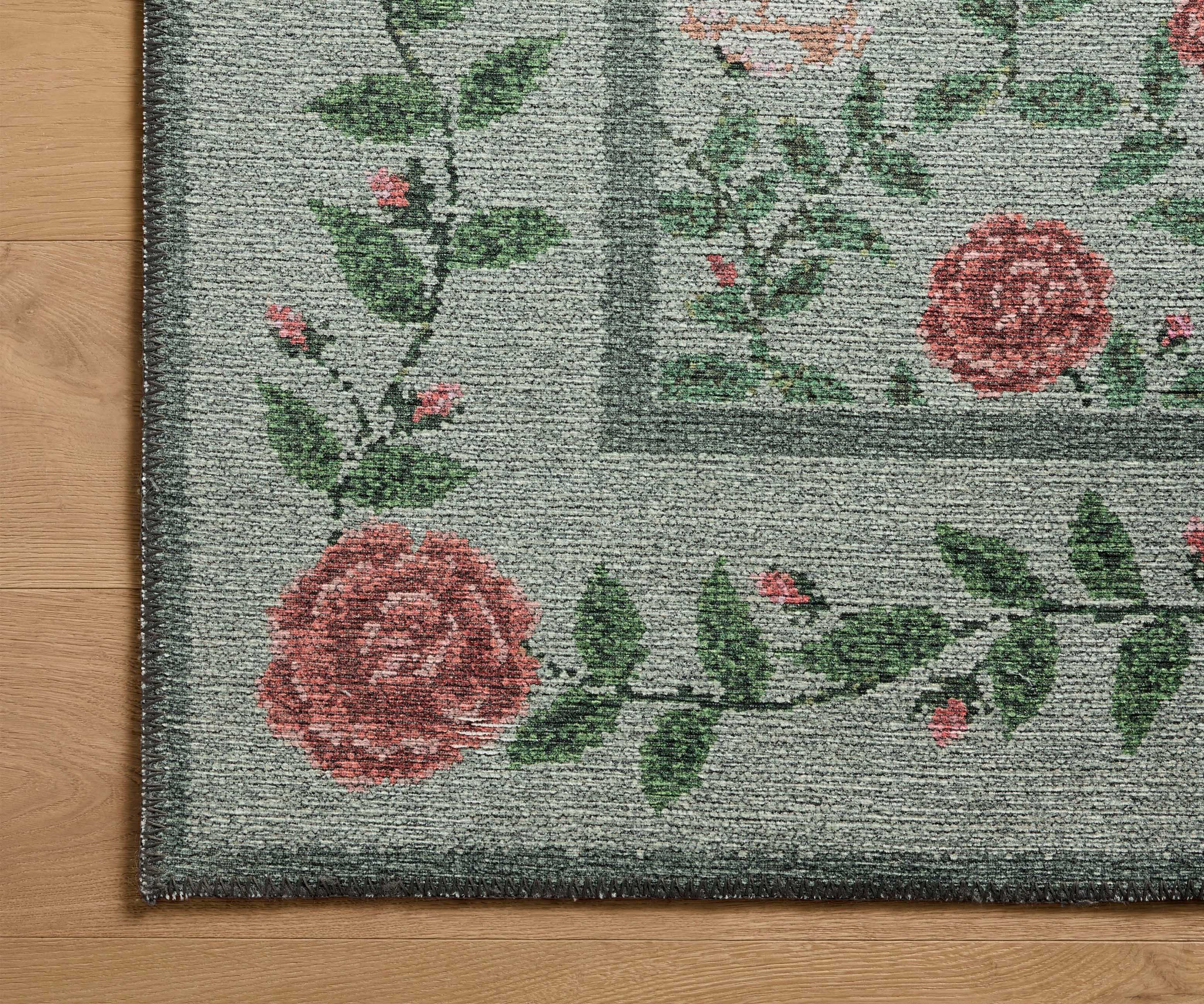 Wildwood Rose Trellis Printed Rug - Mint - Image 2
