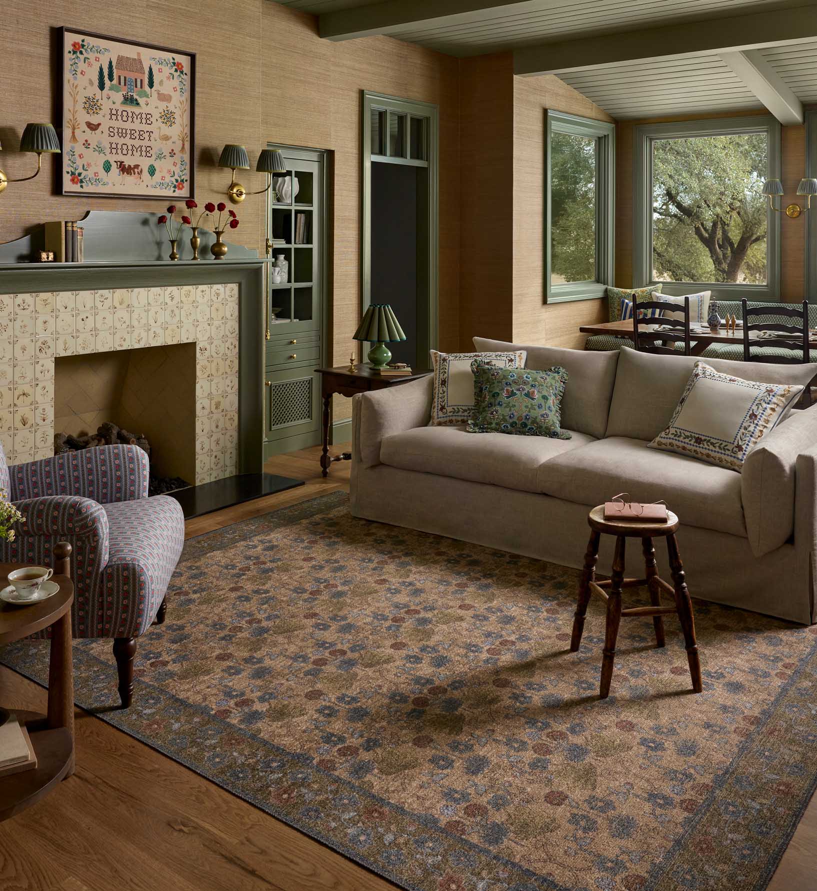 Edinburgh Maple Power Loomed Rug - Tan & Olive - Image 2