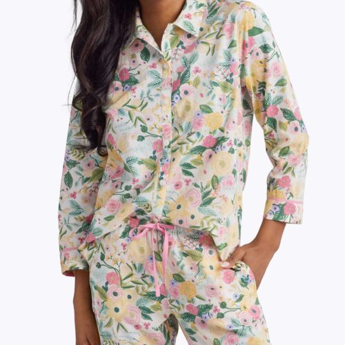 Voile Button Front Crop Set - Garden Party