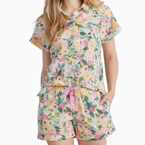 Voile Button Front Short Set - Garden Party
