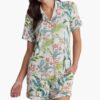 Tencel Modal Button Front Short Set - Peacock Ivory