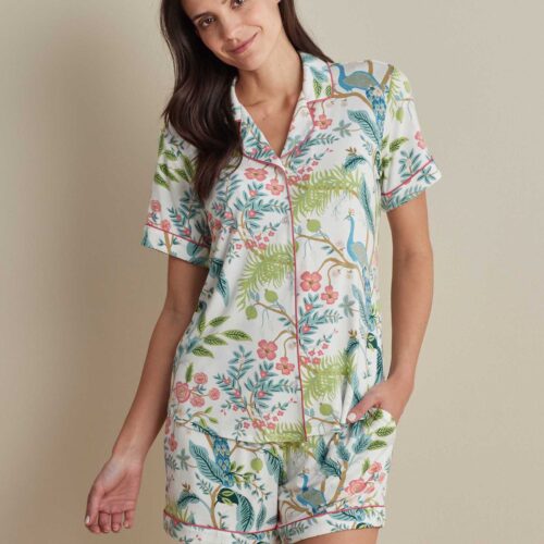 Alternative view of Tencel Modal Button Front Short Set - Peacock Ivory