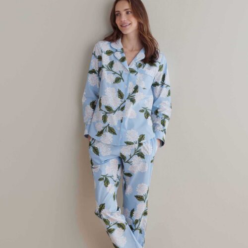 Alternative view of Poplin Button Front Long Set - Hydrangea