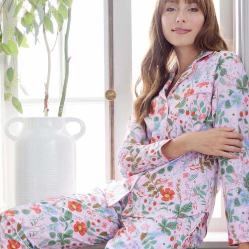 Alternative view of Poplin Button Front Long Set - Strawberry Fields