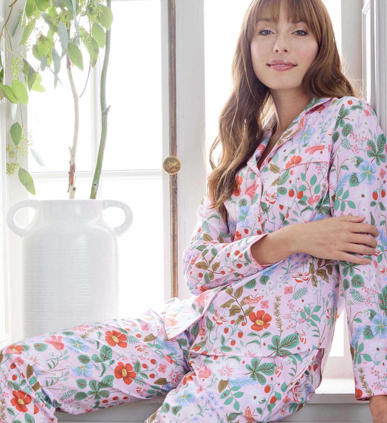 Poplin Button Front Long Set - Strawberry Fields - Image 2