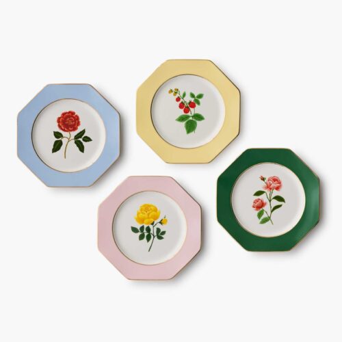 Porcelain Dessert Plate Set - Roses