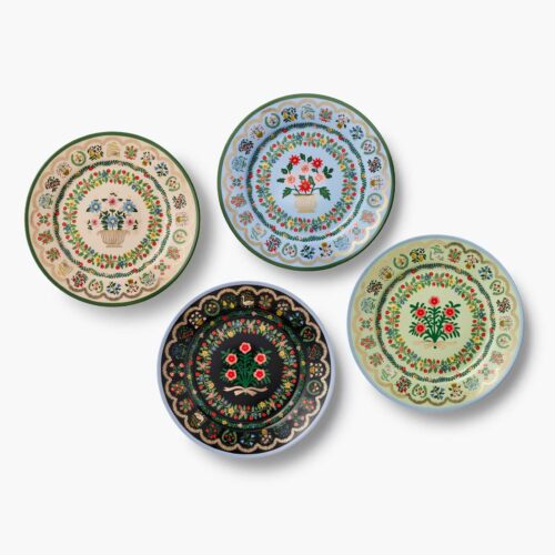 Porcelain Dessert Plate Set - Rosette