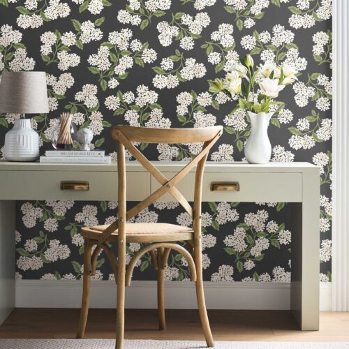 Alternative view of Hydrangea Peel & Stick Wallpaper - Black & White