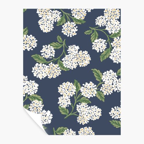 Hydrangea Peel & Stick Wallpaper Sample - Navy & White