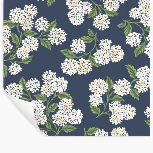 Hydrangea Peel & Stick Wallpaper - Navy & White
