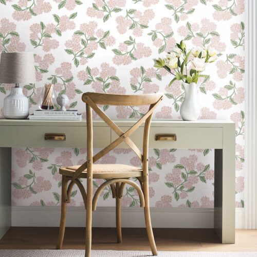 Alternative view of Hydrangea Peel & Stick Wallpaper - Pink & White