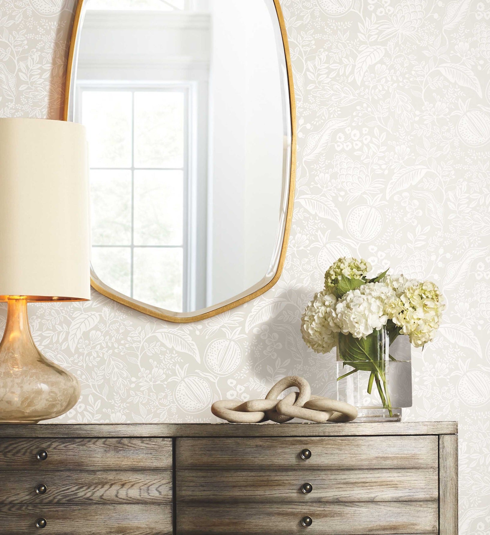 Pomegranate Peel & Stick Wallpaper - Beige & White - Image 2