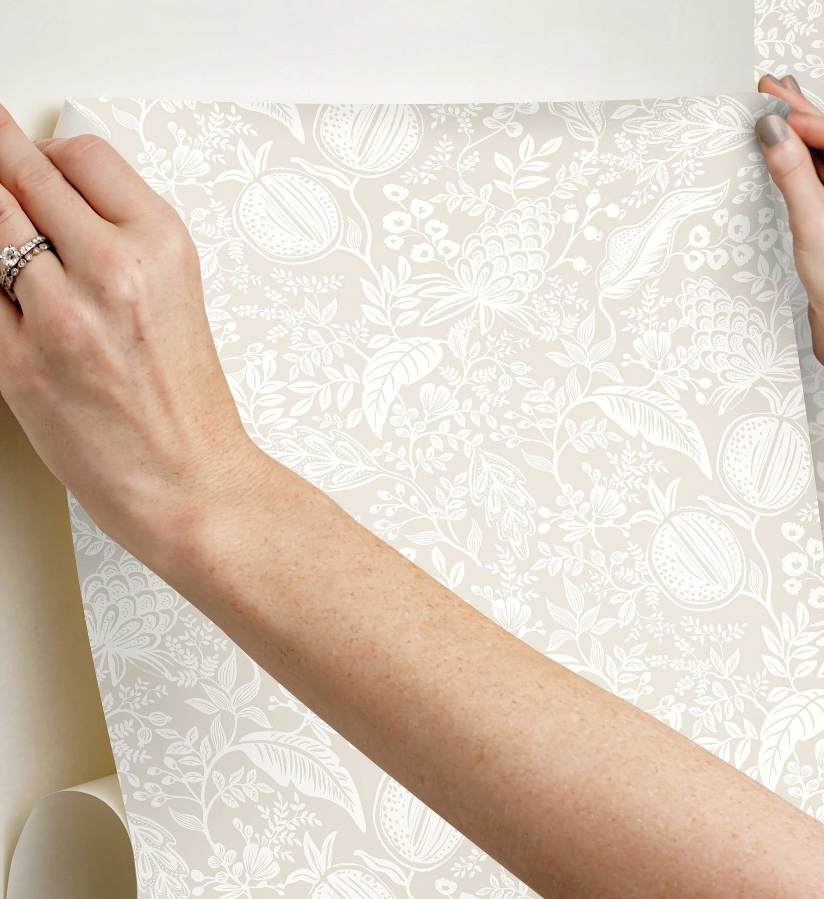 Pomegranate Peel & Stick Wallpaper - Beige & White - Image 4