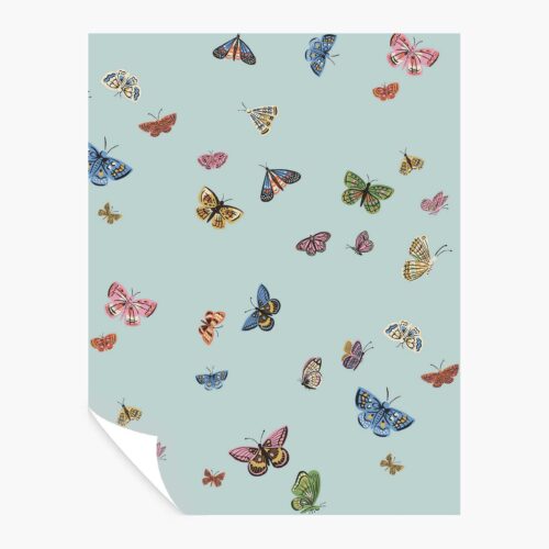 Butterfly House Peel & Stick Wallpaper Sample - Light Blue