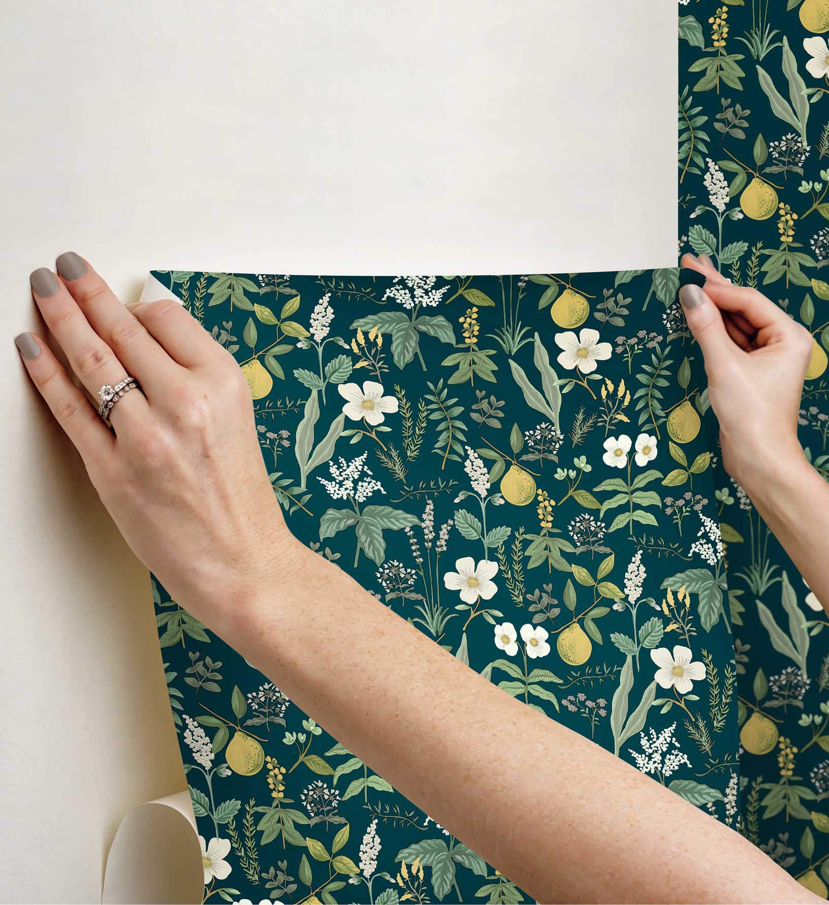 Herb Garden Peel & Stick Wallpaper - Navy - Image 3