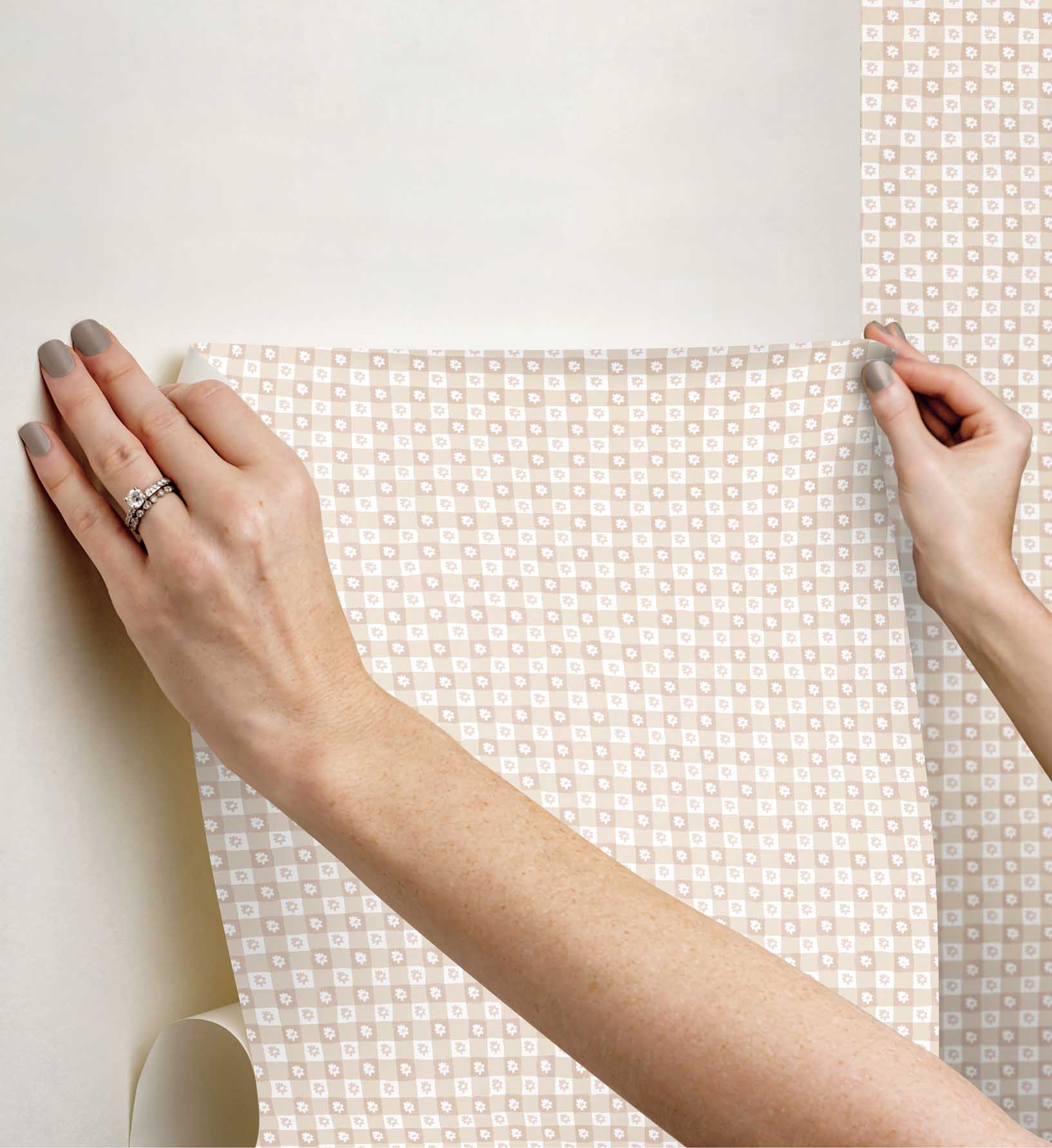 Daisy Gingham Peel & Stick Wallpaper - Blush - Image 3