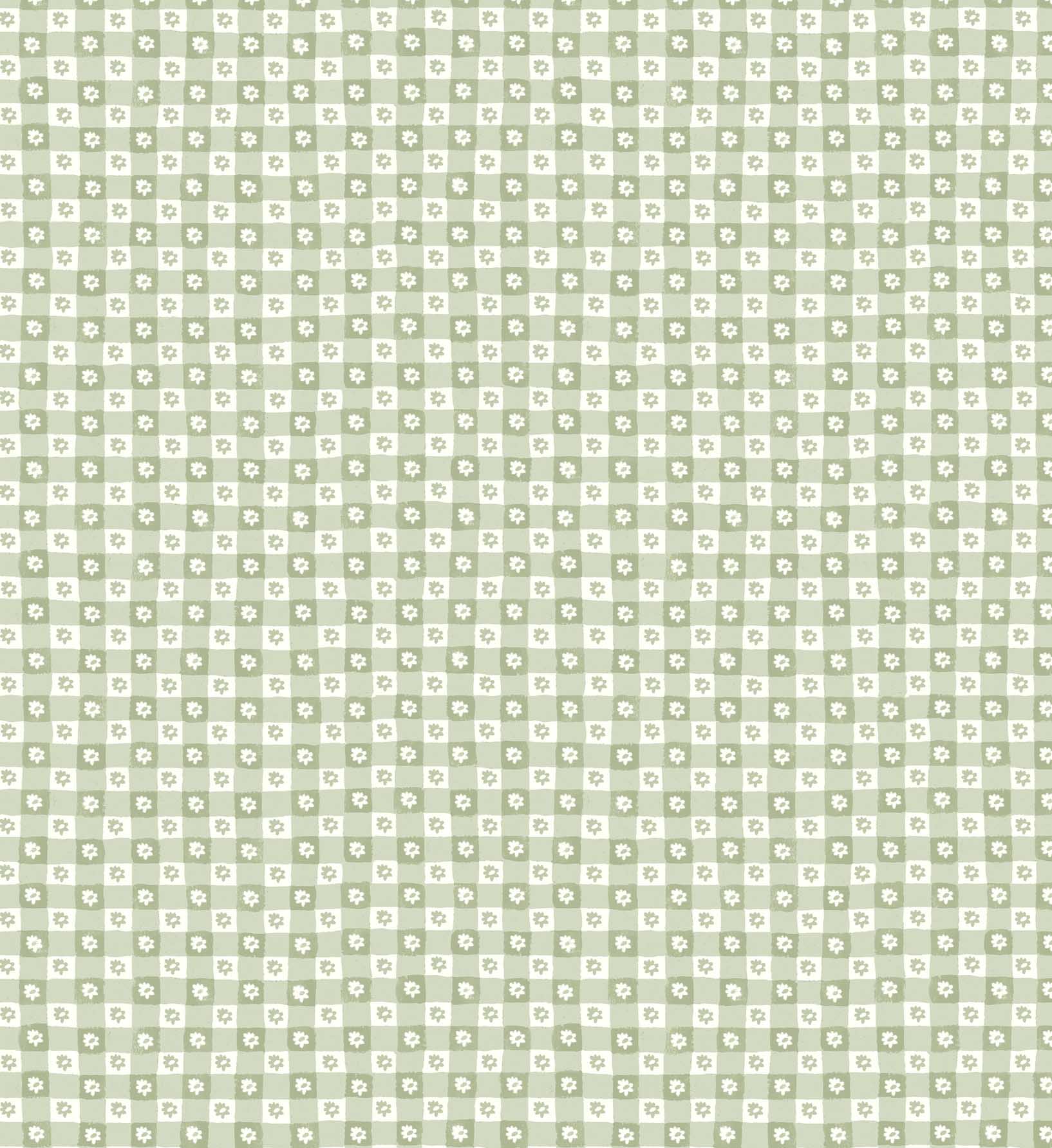Daisy Gingham Peel & Stick Wallpaper - Green - Image 4