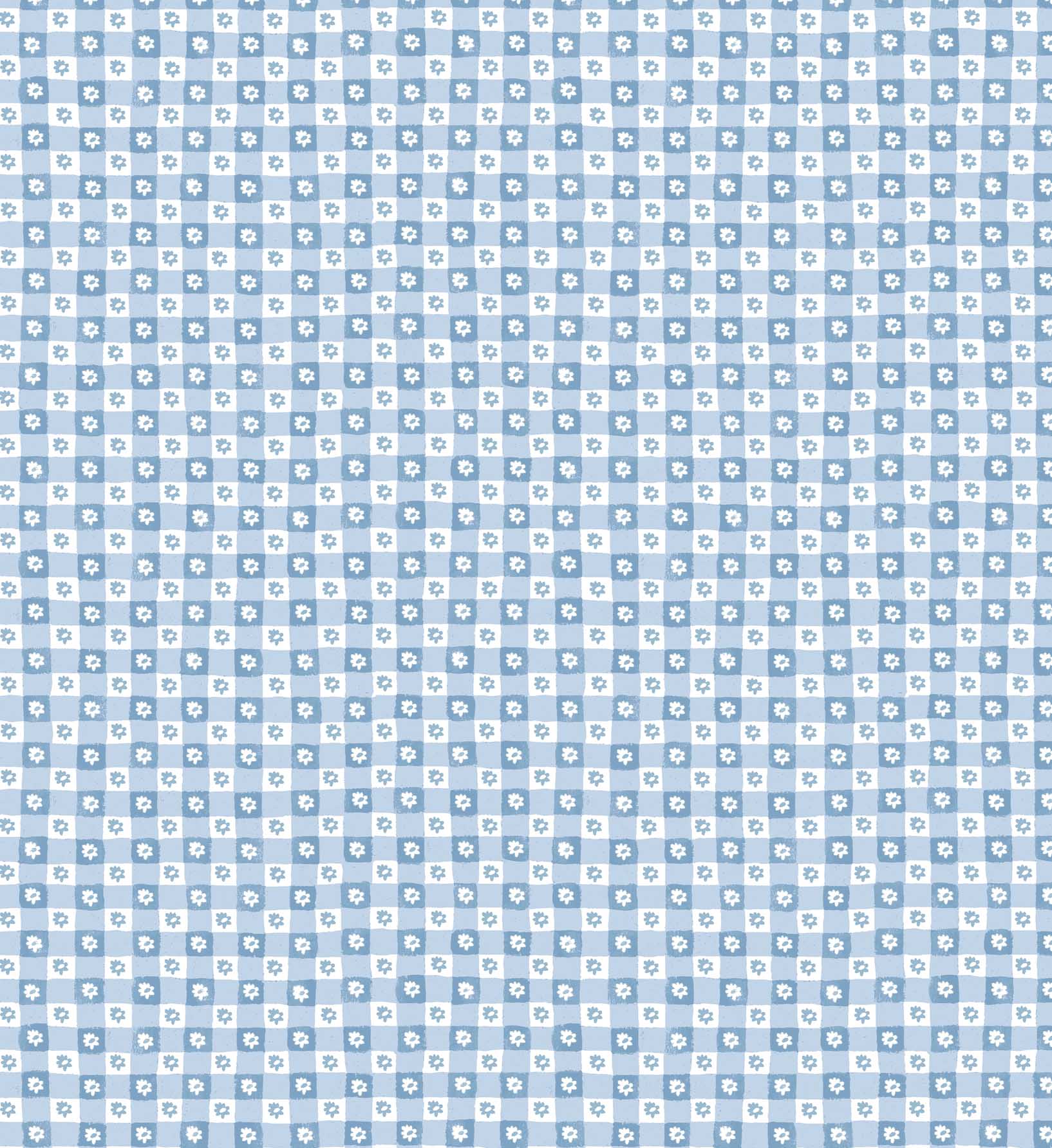 Daisy Gingham Peel & Stick Wallpaper Sample - Blue - Image 3