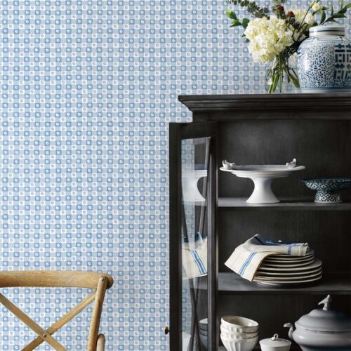 Alternative view of Daisy Gingham Peel & Stick Wallpaper Sample - Blue