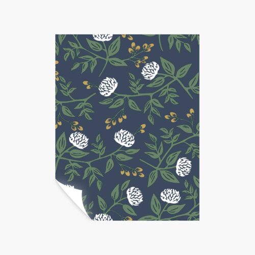 Peonies Peel & Stick Wallpaper Sample - Navy