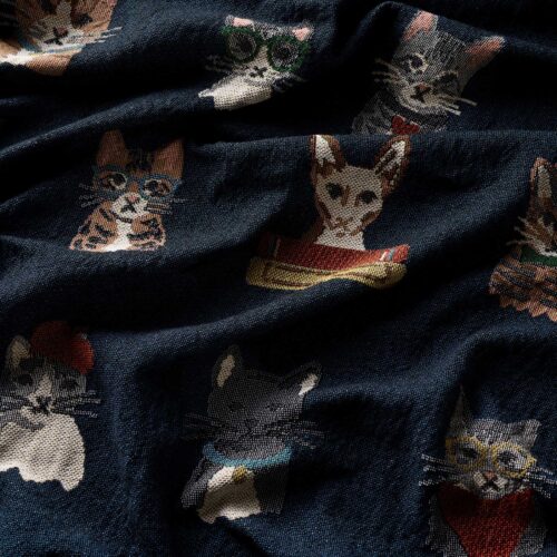 Alternative view of Woven Blanket - Studious Cats