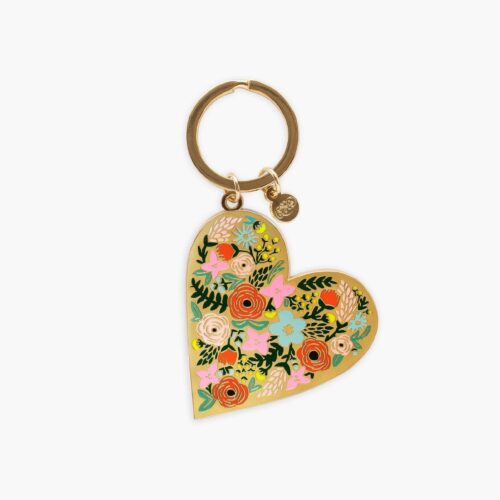 Enamel Keychain - Floral Heart