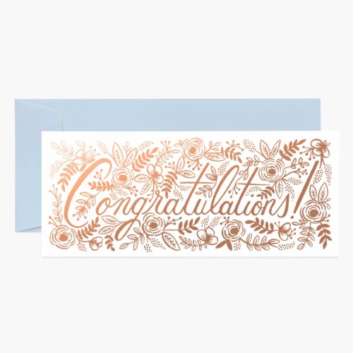 Champagne Floral Money Holder Congrats Card - Single Card