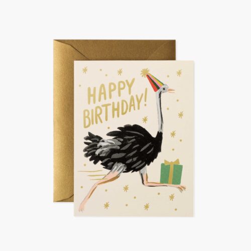 Ostrich Birthday Card - Single Card