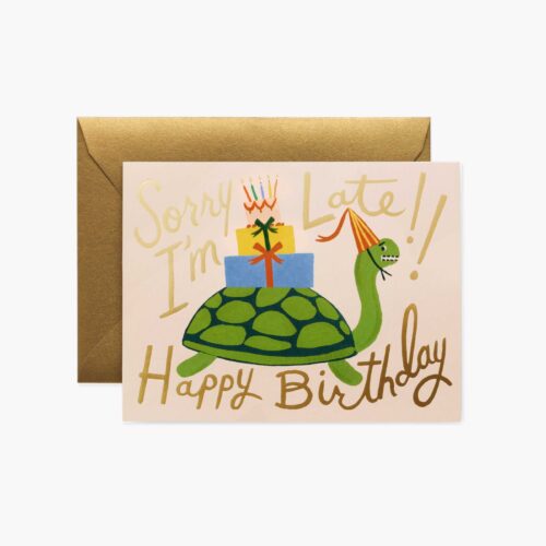 Turtle Belated Birthday Card - Single Card