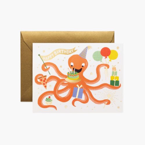 Octopus Birthday Card - Single Card