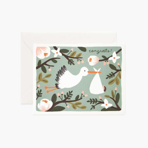 Congrats Stork Baby Card - Single Card