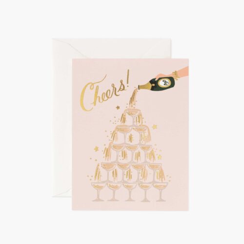 Champagne Tower Cheers Wedding Card - Single Card