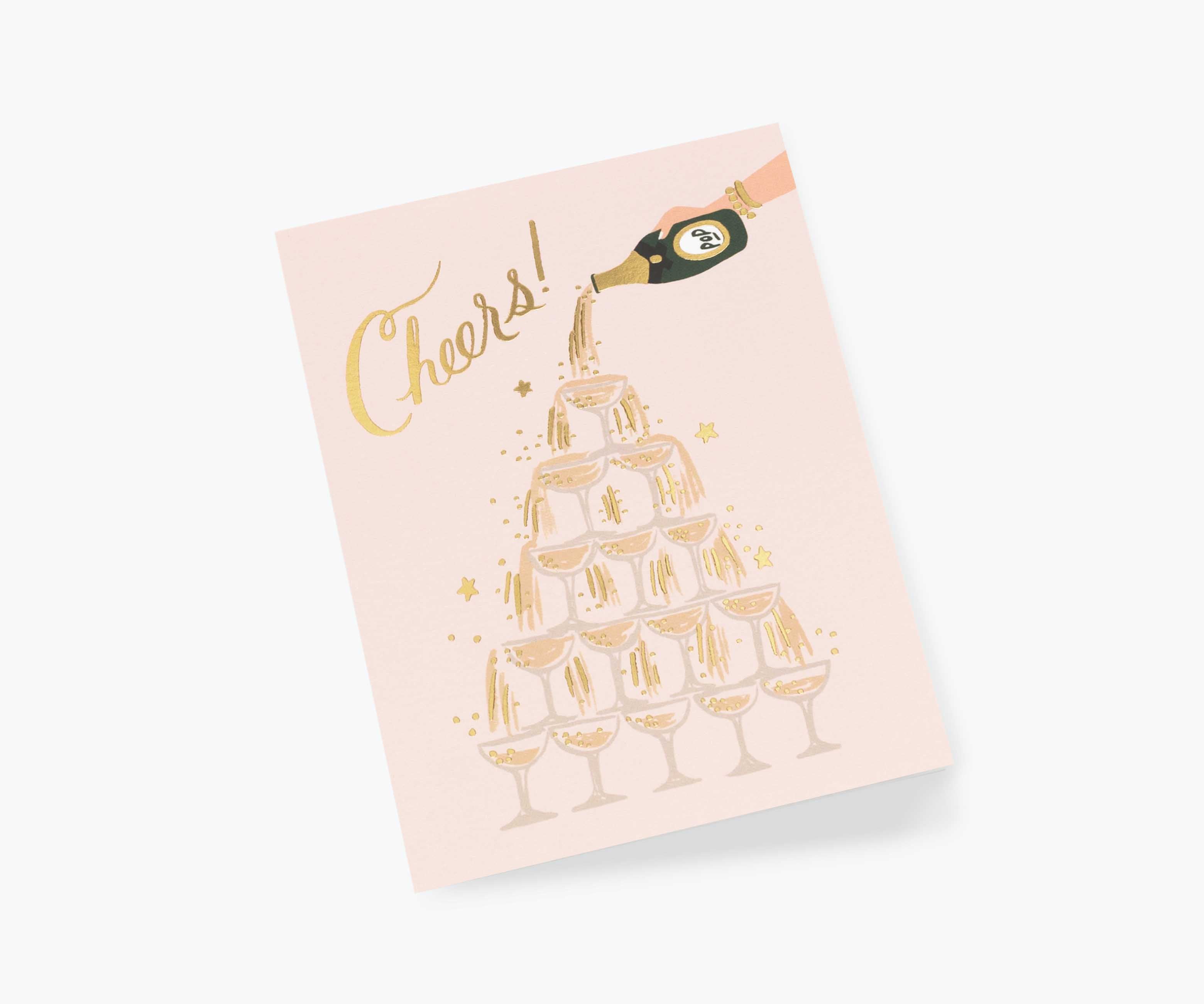 Champagne Tower Cheers Wedding Card - Single Card - Image 2