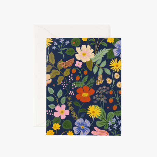 Strawberry Fields Navy Everyday Card - Single Card
