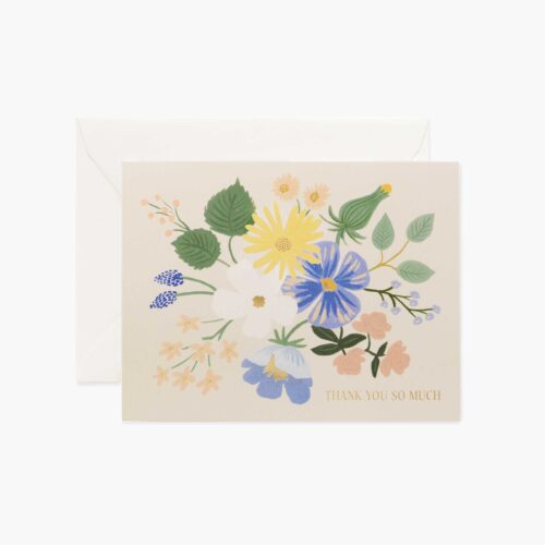 Garden Party Blue Thank You Card - Single Card