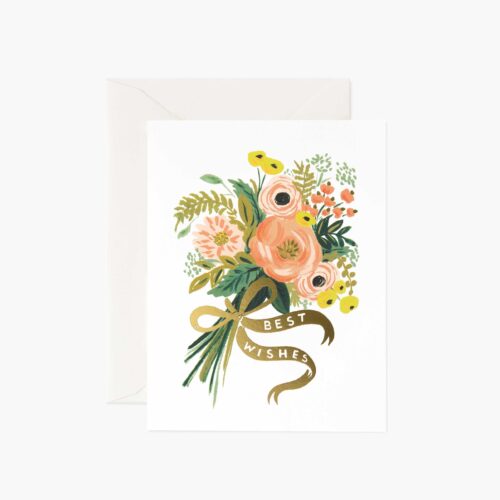 Best Wishes Bouquet Wedding Card - Single Card
