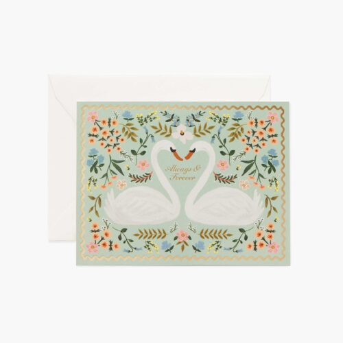 Always & Forever Swans Wedding Card - Single Card