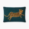 Leopard Embroidered Pillow - Metallic Gold