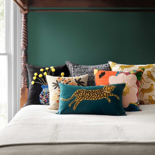Alternative view of Leopard Embroidered Pillow - Metallic Gold